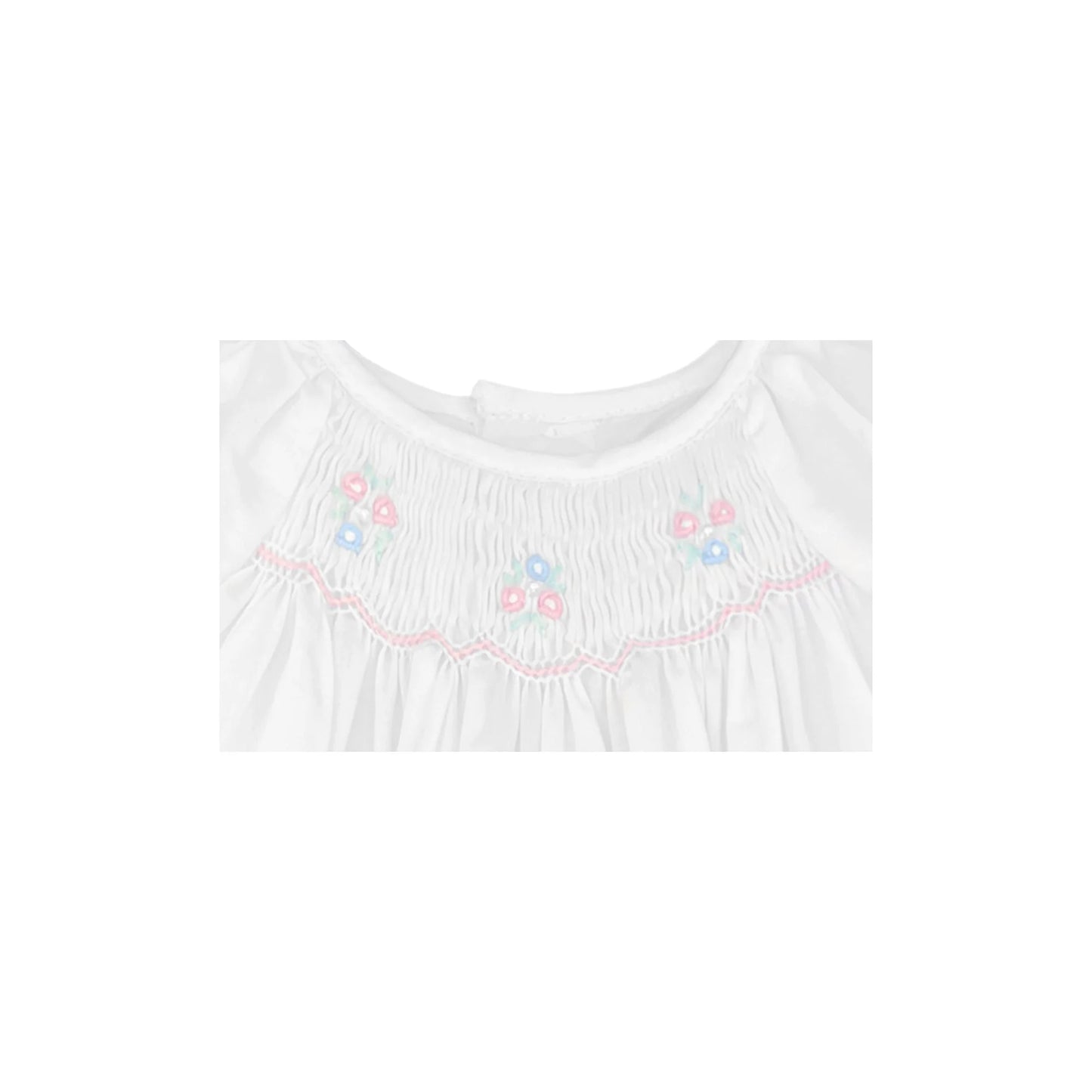 Petit Ami White Bubble with Novelty Smocking