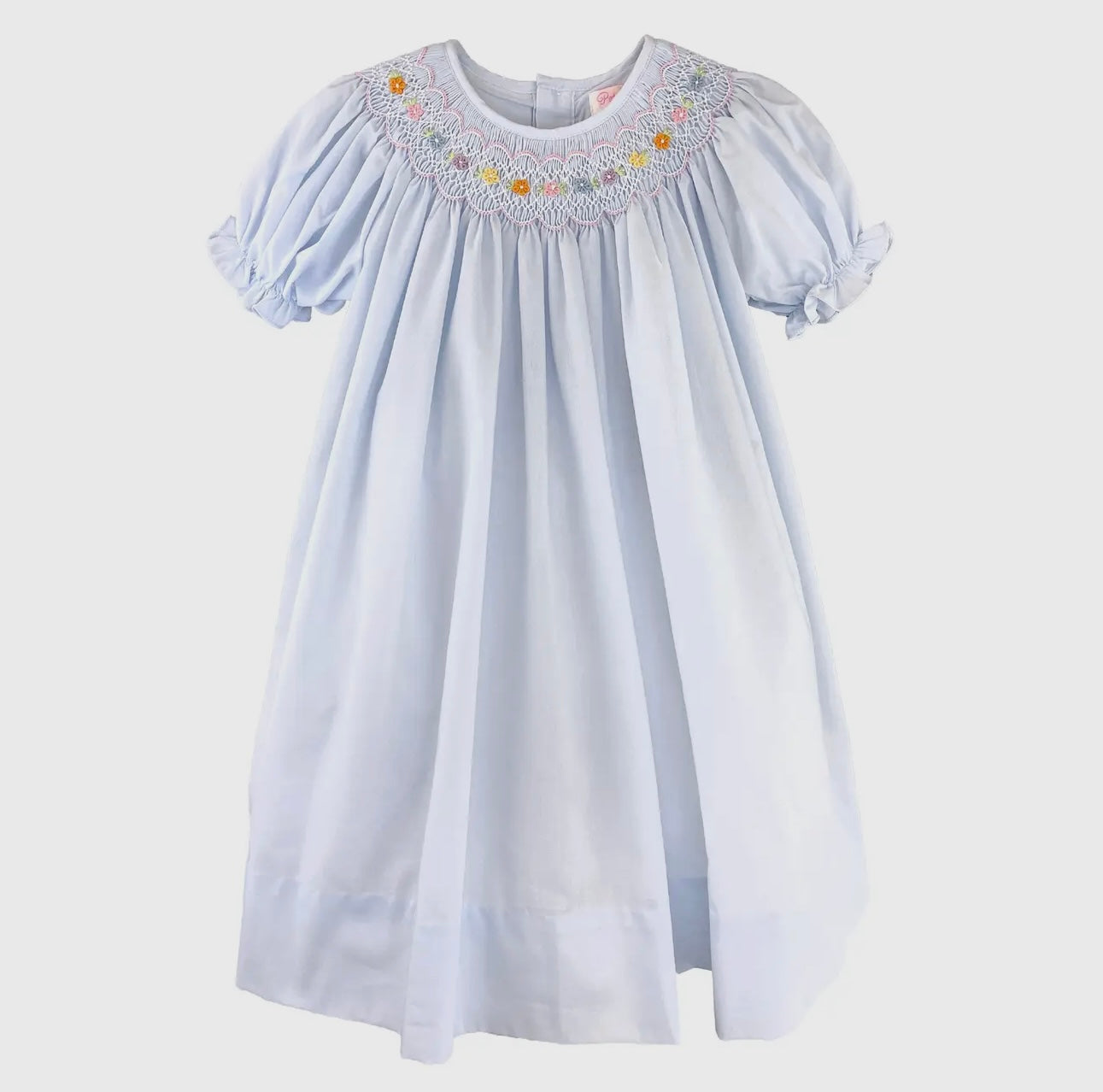Petit Ami Blue Bishop Smocked Daygown with Bloomers