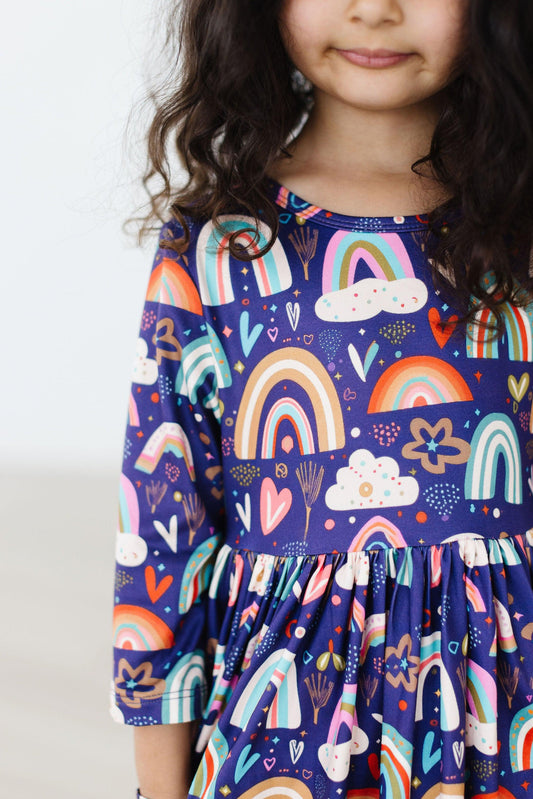 Mila and Rose Midnight Rainbow Quarter Sleeve Dress