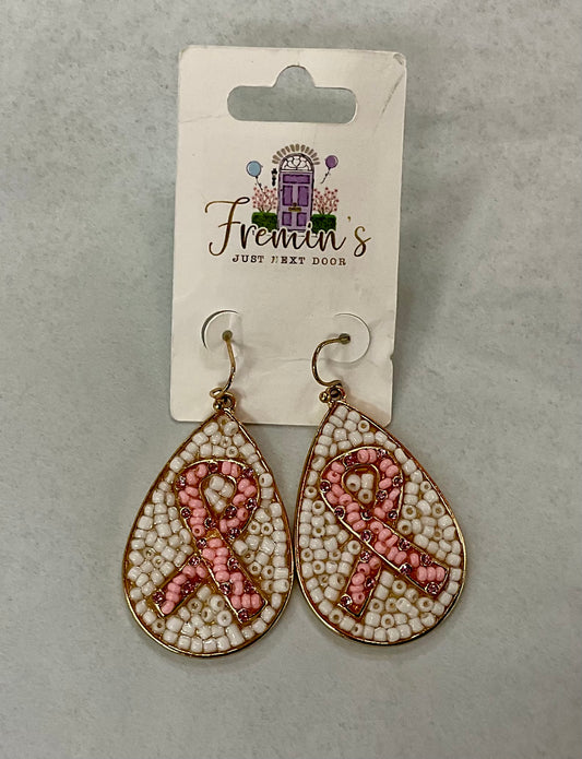 Breast Cancer Teardrop Earrings