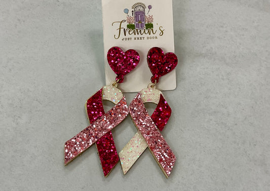Glitter Breast Cancer Earrings