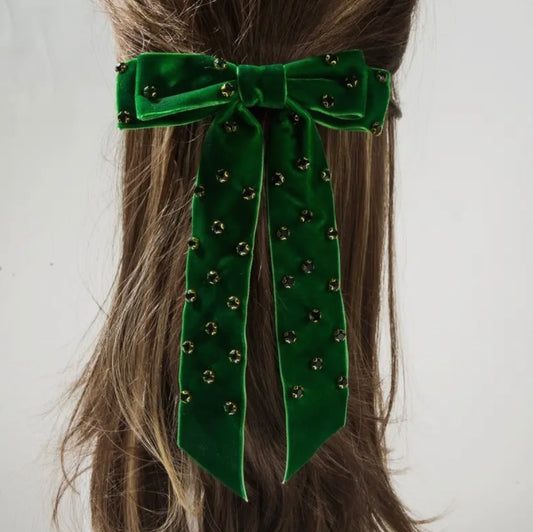 Holiday Rhinestone Stud Bow