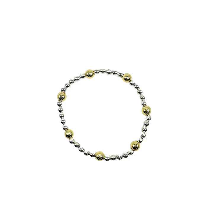 Silver Stretch Bracelet w/ Gold Accents