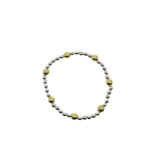 Silver Stretch Bracelet w/ Gold Accents