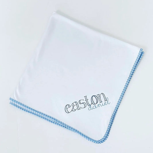 Bayou Blanks Blue Gingham Trim Blanket