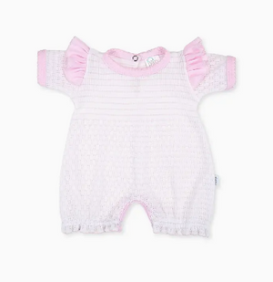 Paty Knit Bubble with Pink Ruffle Trim