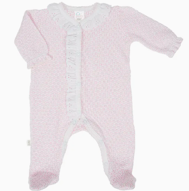 Paty Knit Footie Romper with Eyelet Trim