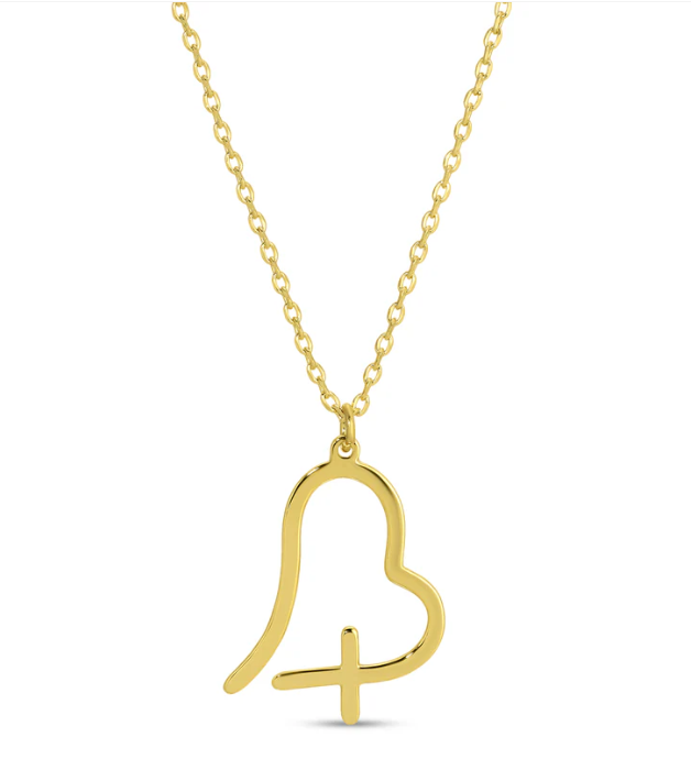 Free Form Heart with Cross Necklace