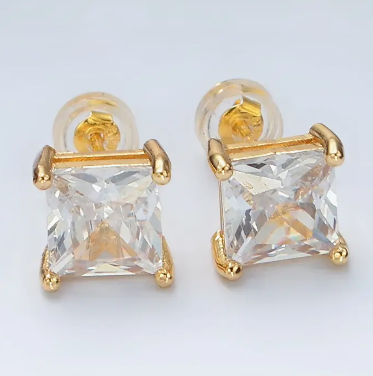 Square Baguette Stud Earrings