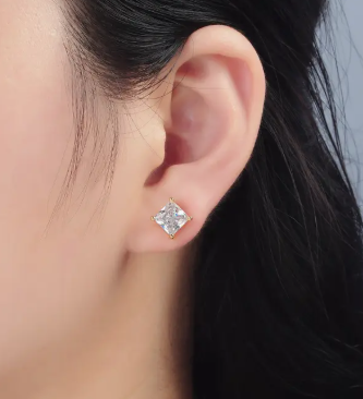 Square Baguette Stud Earrings
