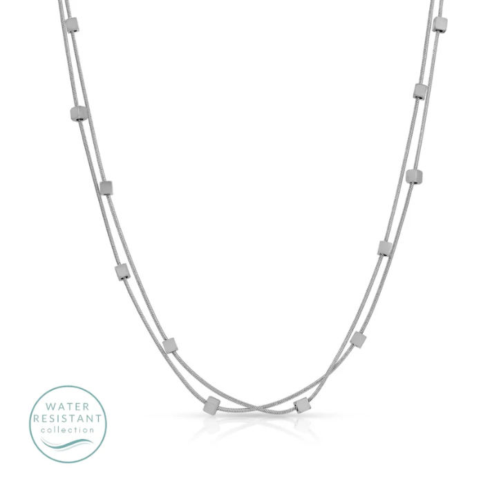Layered Square Bead Necklace