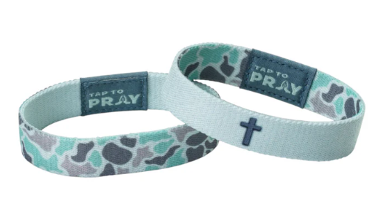 Tap to Pray River Rock Mint Camo Wristband