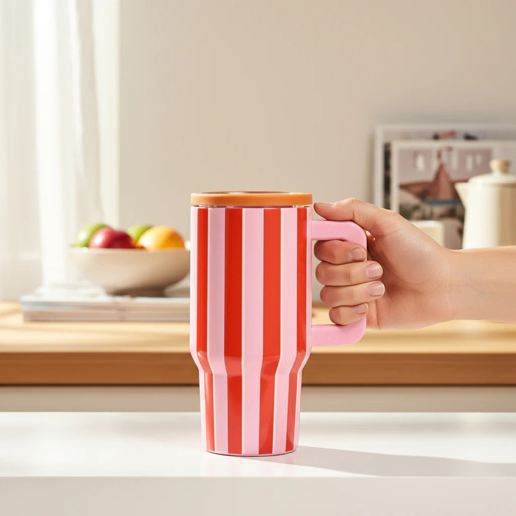 Sicily Stripes 20 oz Flip Straw Silicone Tumbler