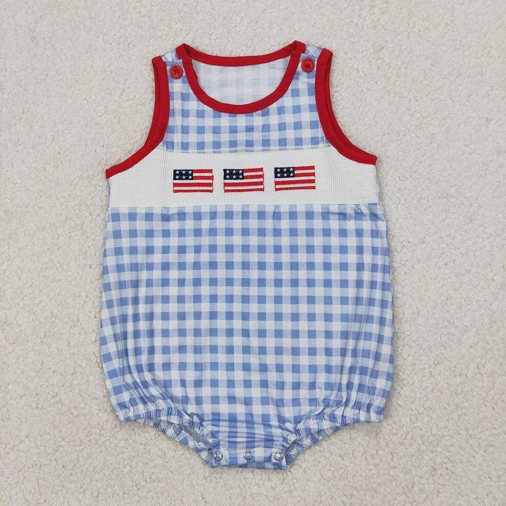 American Flag Smocked Romper