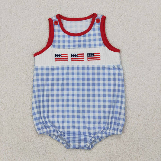 American Flag Smocked Romper