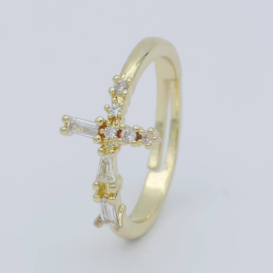 Cross Baguette Ring
