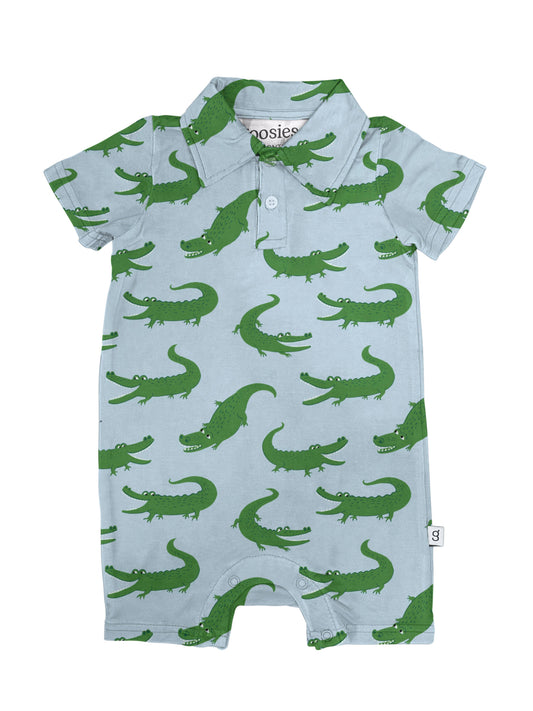 Blue Alligators Polo Romper