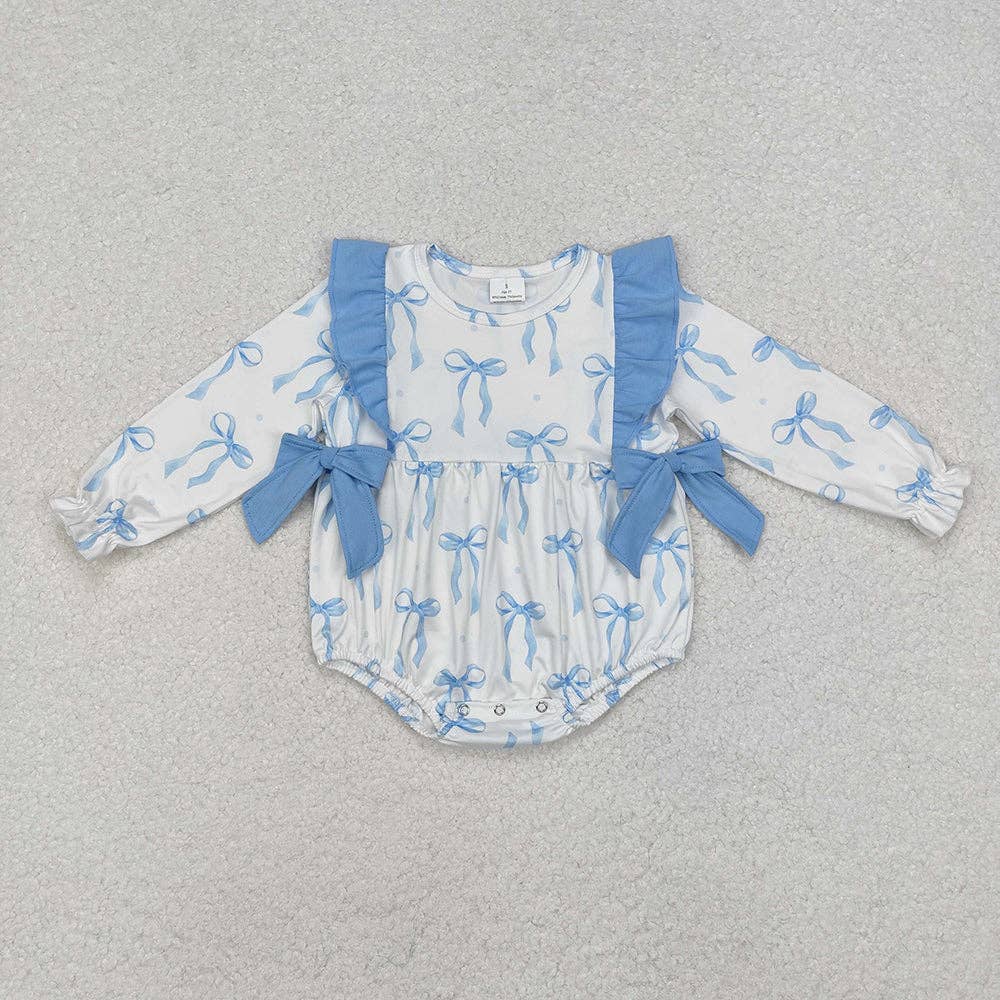 Girls Blue Bow Romper