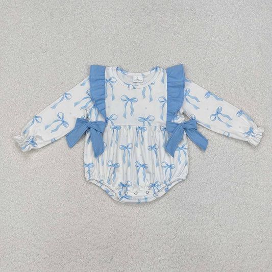 Girls Blue Bow Romper