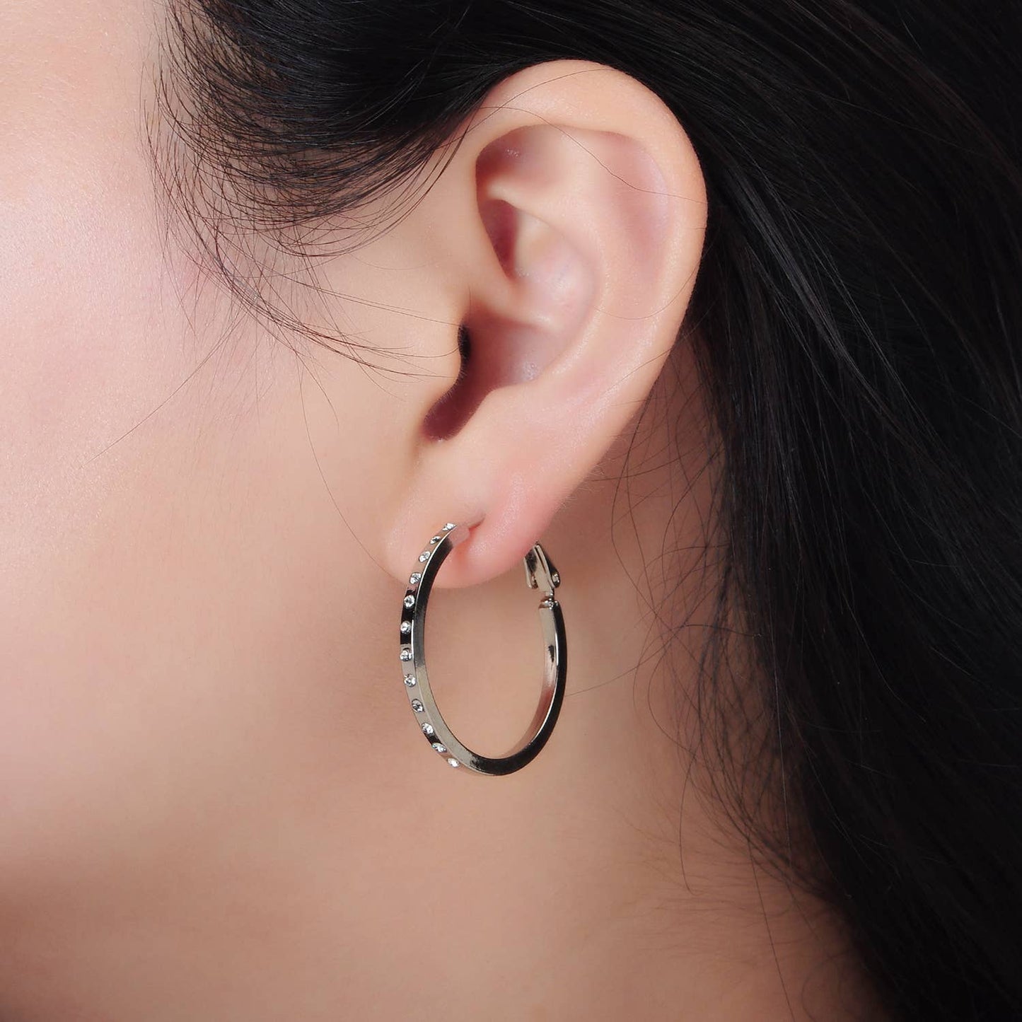Dotted Diamond Hoop Earrings