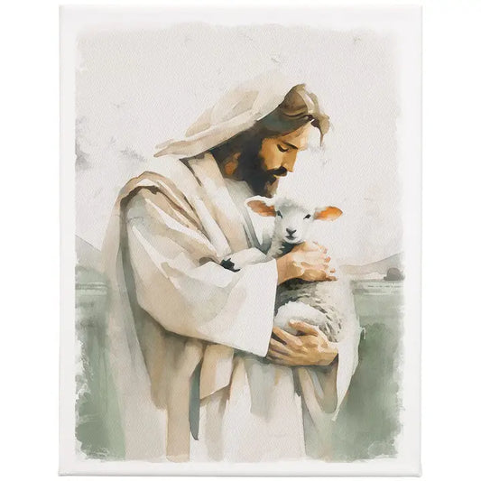 Jesus Holding a Lamb Wrapped Canvas