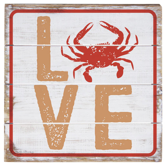 Love Crab Wood Sign