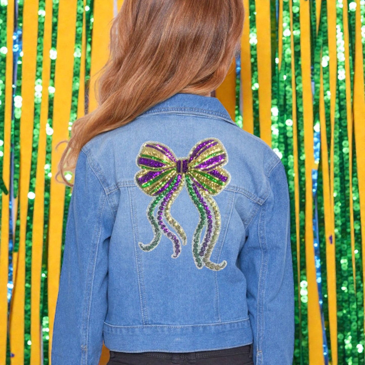 Sequined Bows & Beads Kids Jean Jacket