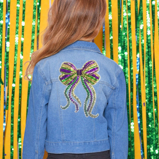 Sequined Bows & Beads Kids Jean Jacket