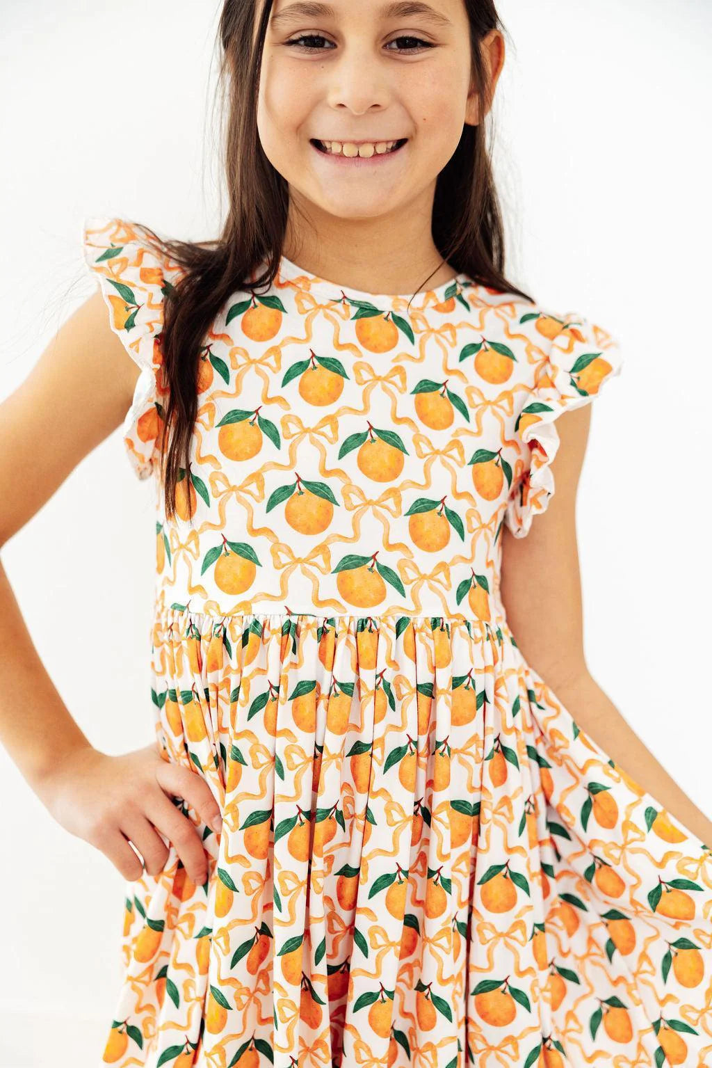 Orange Orchard Flutter Sleeve Dress